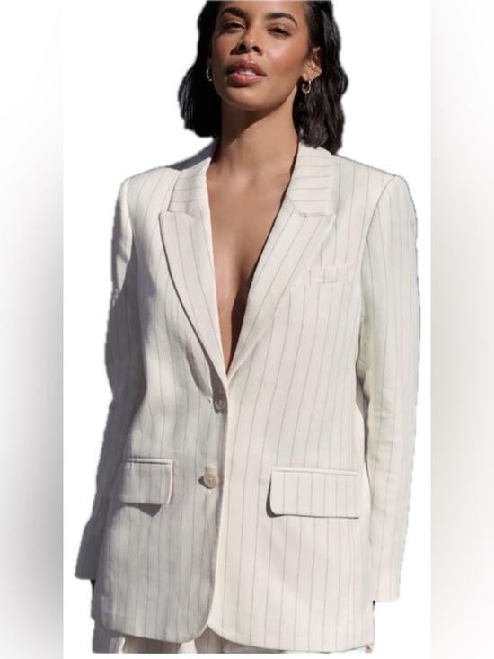 Jackets & Blazers - Black/white striped Linen Blend Blazer NWOT